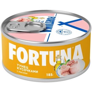 Fortuna Тунец кусочками с маслом, 185 г