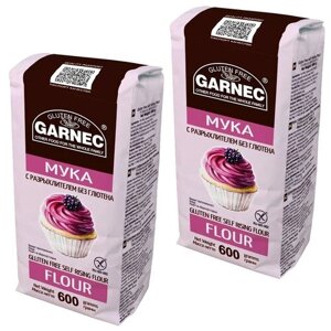 GARNEC Гарнец мука кондитерская с разрыхлителем без глютена "Flour" 600 г, 2 упаковки