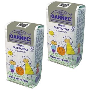 GARNEC Гарнец смесь для выпечки без глютена "Серый хлеб" 600г. , 2 упаковки