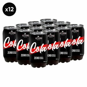 Газированный напиток Aziano Cola Zero со вкусом колы (без сахара), 350 мл (12 шт)