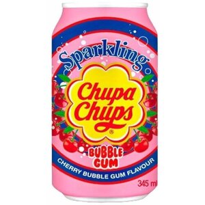 Газированный напиток Chupa Chups (Чупа Чупс) Бабл Гам Вишня 0,345 л х 24 банки