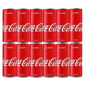 Газированный напиток Coca-Cola Classic, 0.33 л, металлическая банка, 12 шт.