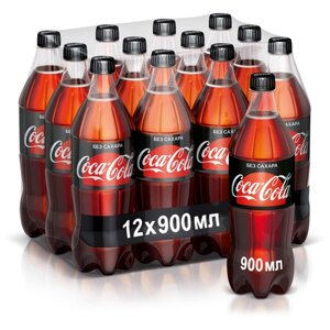 Газированный напиток Coca-Cola Zero, 0.9 л, пластиковая бутылка, 12 шт.