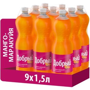 Газированный напиток Добрыймаракуйя, манго, 1.5 л, пластиковая бутылка, 9 шт.
