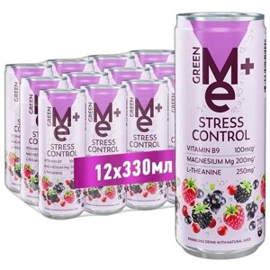 Газированный напиток GreenMe Plus (ГримМи Плюс) Stress Control Ягодый микс, 12 шт. по 0.33 л, ж/б
