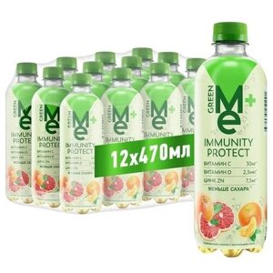 Газированный напиток GreenMe Plus Immunity Protectлайм, лимон, 0.47 л, пластиковая бутылка, 12 шт.