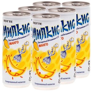 Газированный напиток Lotte Milkis, со вкусом манго, безалкогольный, 6 шт по 250 мл