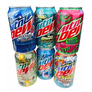 Газированный напиток Mountain Dew, набор - Major Melon, Maui Burst, Frost Bite, Spark, Baja Blast, Voltage. США