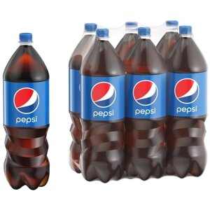 Газированный напиток Pepsiклассический, кола, 2 л, пластиковая бутылка, 6 шт.