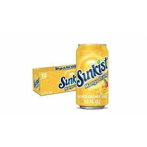 Газированный напиток SunKist Mango со вкусом манго, 350 мл, 12 штук