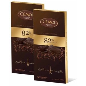 Горький шоколад Cemoi 82% какао, 100г, 2шт.