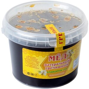 Гречишный мёд 1 кг. в пластиковом ведерке башкирский натуральный мед