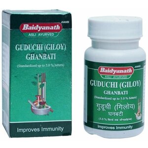 Гудучи Гилой Гхан Вати для иммунитета, жарпонижающее, выводит шлаки и токсины Guduchi Giloy Ghanbati Baidyanath