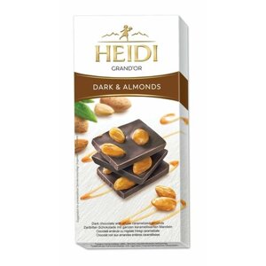 HEIDI dark Golden Almonds, темный шоколад с цельным карамелизированным миндалем, 100 гр