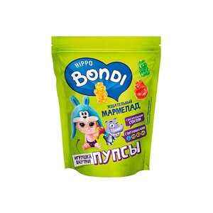«HIPPO BONDI & FRIENDS», мармелад жевательный с игрушкой «Пупсы», 100 г, 2 штуки