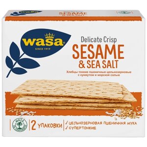 Хлебцы пшеничные Wasa тонкие цельнозерновые кунжут и морская соль, 190 г