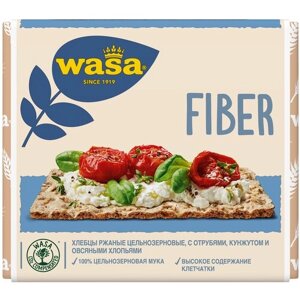 Хлебцы ржаные цельнозерновые Wasa Fiber с пшеничными отрубями, кунжутом и овсяными хлопьями, 230 г