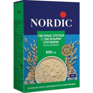 Хлопья Nordic Овсяные с овсяными отрубями 500г х1шт