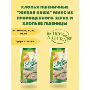 Хлопья пшеничные цельнозерновые с проростками в мягкой упаковке "Живая каша" 2 упаковки по 300 гр.