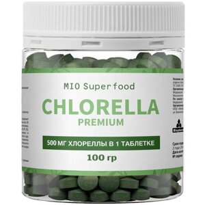 Хлорелла Премиум, 200 таб. 500 мг, 100 г (Chlorella, Суперфуд, прессованная в таблетках) премиум, детокс, витамины и минералы.