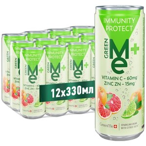 Инновационный напиток GreenMe Plus Protect с витамином С и Цинком, цитрусовый вкус 12 шт. х 0,33 ж/бан. Sleek