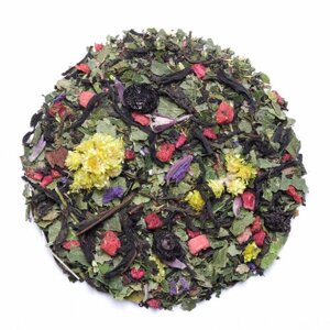 Иван-чай с садовыми ягодами "Бабушкин сад", лист чёрной смородины, чёрная смородина, клубника, малина, мальва, бессмертник, 100 гр.