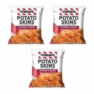 Картофельные чипсы TGI Fridays Potato Skins Cheddar Bacon 3 шт. по 28.3 г США