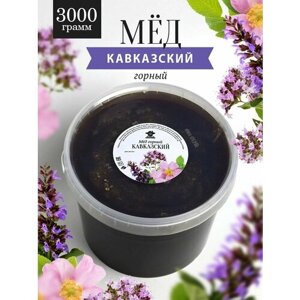 Кавказский горный мед 3 кг, для иммунитета, полезный подарок