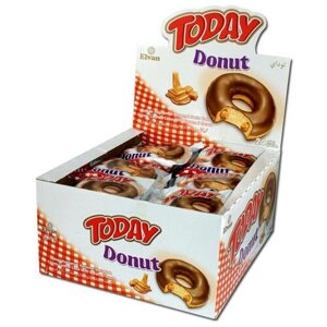 Кекс Elvan Today donut в глазури шоубокс, карамель, 50 г, 24 уп.