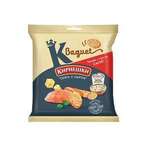 «Кириешки Baguet», сухарики со вкусом «Семга с сыром» и с соусом тар-тар «Calve», 70 г, 4 штуки