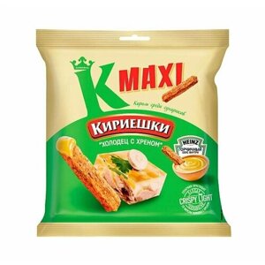 Кириешки Maxi, сухарики со вкусом Холодец с хреном и с горчичным соусом Heinz, 75 гук