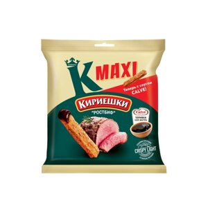 «Кириешки Maxi», сухарики со вкусом «Ростбиф» и с соусом терияки «Calve», 75 г, 4 штуки