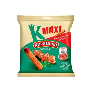 «Кириешки Maxi», сухарики со вкусом «Шашлык» и с кетчупом «Calve», 75 г, 4 штуки