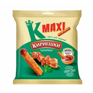 Кириешки Maxi, сухарики со вкусом Шашлык и с кетчупом Heinz, 75 гук