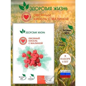 Кисель овсяный с малиной в пакетиках. Быстрорастворимый. 6 пакетиков по 20гр.