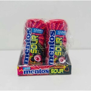 Кислая жевательная резинка Mentos Sour Gum Strawberry со вкусом клубники, 10 штук по 30 г