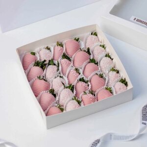 Клубника в шоколаде - композиция "Розовый Фламинго" в коробке - 25 шт