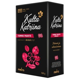 Кофе молотый Kulta Katriina (Культа Катрина) Tumma Paahto №3 500 гр, черный молотый кофе из лучшего сорта арабики, кофе в подарочной упаковке, полезный подарок 23 февраля, подарок для коллеги на 8 марта