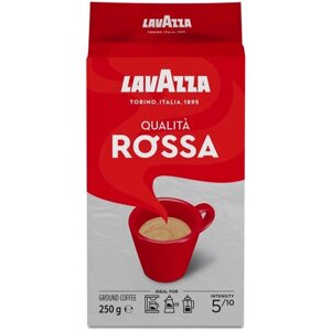 Кофе молотый Lavazza Qualità Rossa, шоколад, орех, 250 г, вакуумная упаковка