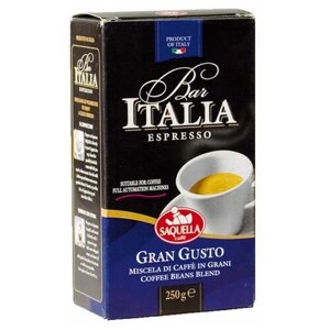 Кофе молотый Saquella Bar Italia Gran Gusto вакуумная упаковка, 250 г, вакуумная упаковка