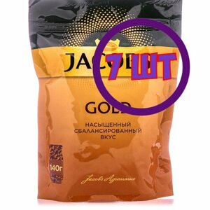 Кофе растворимый Jacobs Gold, м/у, 140 г (комплект 7 шт.) 1777496