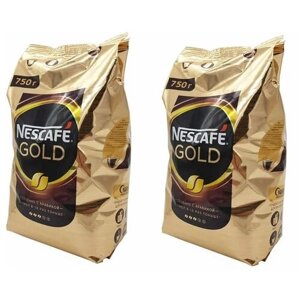 Кофе растворимый Nescafe Gold сублимированный с добавлением молотого, пакет, 750 г, 2 уп.