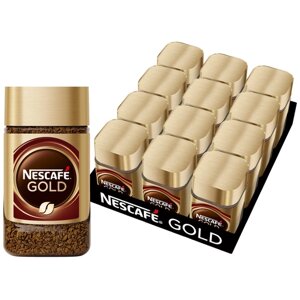 Кофе растворимый Nescafe Gold сублимированный с добавлением молотого, стеклянная банка, 47.5 г, 12 уп.