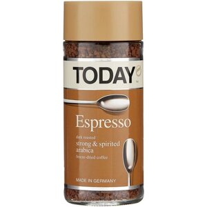 Кофе растворимый Today Espresso сублимированный, стеклянная банка, 95 г