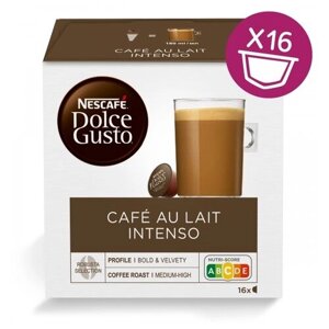 Кофе в капсулах Nescafe Dolce Gusto Cafe Au Lait Intenso, карамель, молоко, интенсивность 9, 16 порций, 16 кап. в уп.