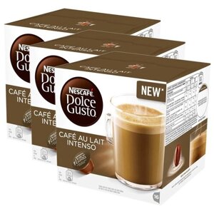 Кофе в капсулах Nescafe Dolce Gusto Cafe Au Lait Intenso, карамель, молоко, интенсивность 9, 48 порций, 16 кап. в уп., 3 уп.