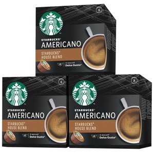 Кофе в капсулах Starbucks Americano, кофе, натуральный, интенсивность 8, 36 порций, 12 кап. в уп., 3 уп.