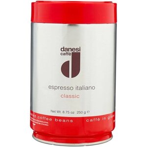 Кофе в зернах Danesi Espresso Classic, жестяная банка, пряности, шоколад, 250 г