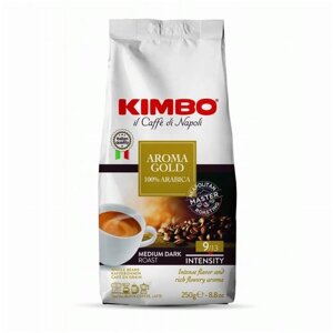 Кофе в зернах Kimbo Aroma Gold Arabica 100%250 г, средней обжарки для кофемашины