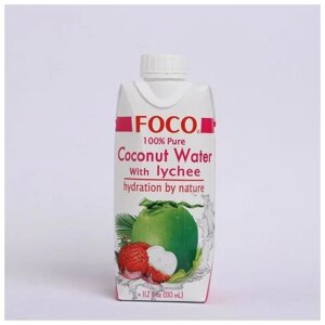 Кокосовая вода с соком личи "FOCO" 330 мл Tetra Pak, комплект 5 шт